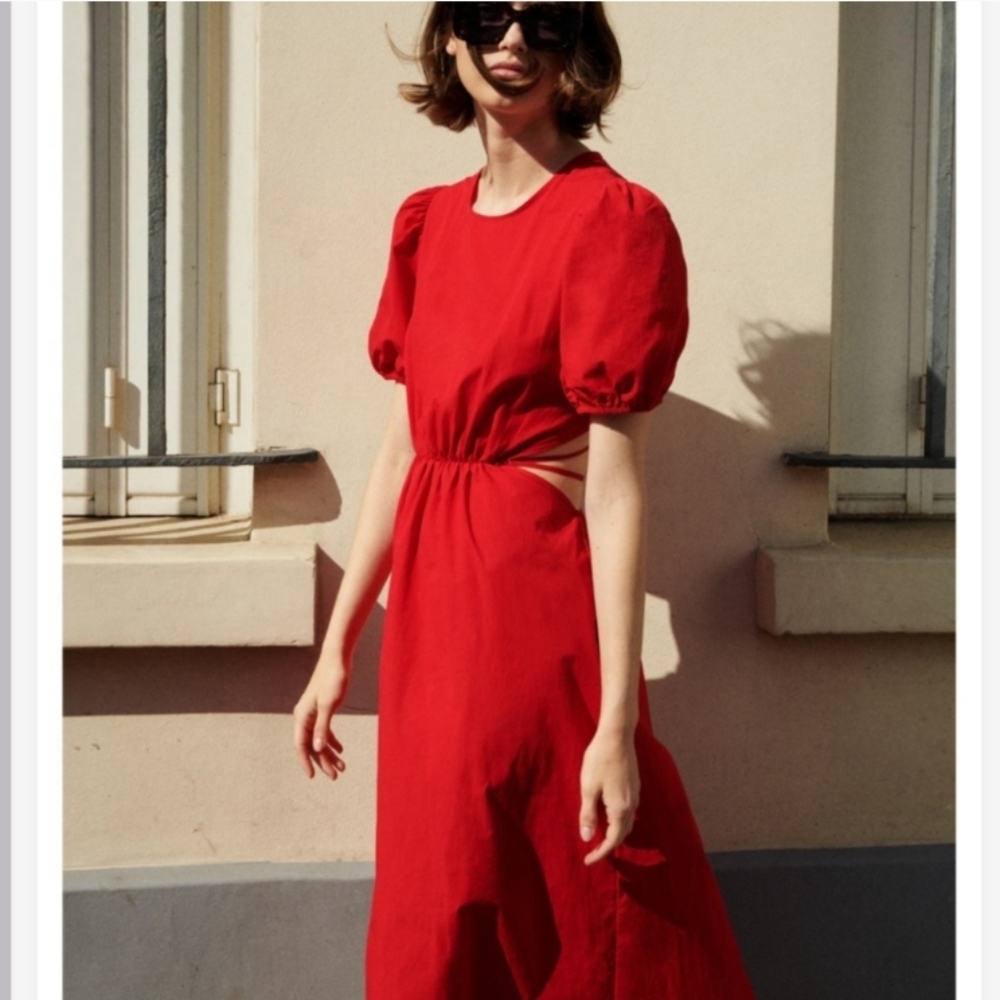 Zara Bloggers Favorite Red Midi Dress - Picture 3 of 6